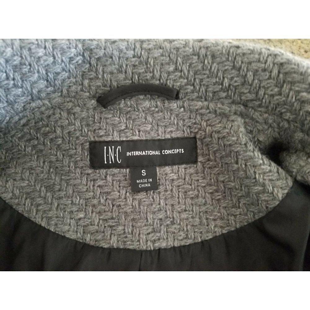 NWT Women's I.N.C. International Concepts Textured Wrap Coat in Charcoal Size S - Picture 8 of 11